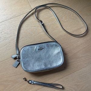 Coach Sadie Crossbody Silver Pebble Leather